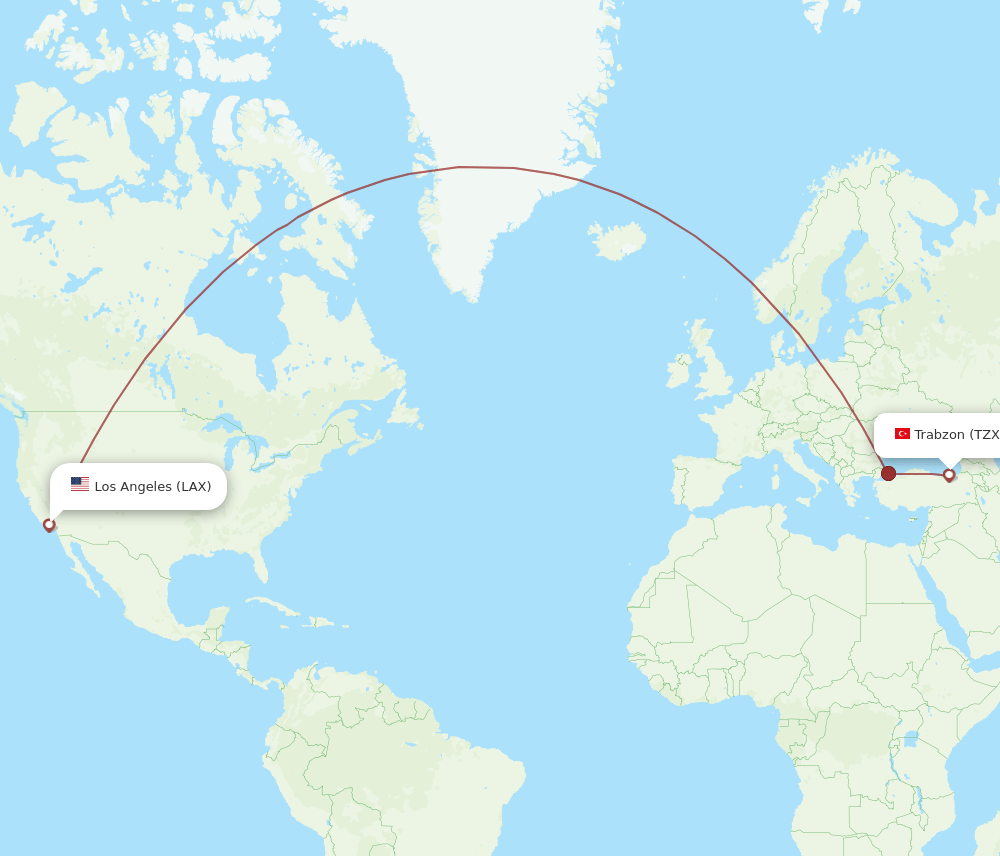 LAX-TZX flight routes