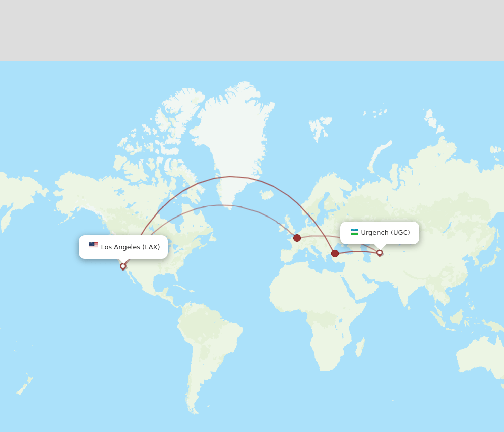 LAX-UGC flight routes