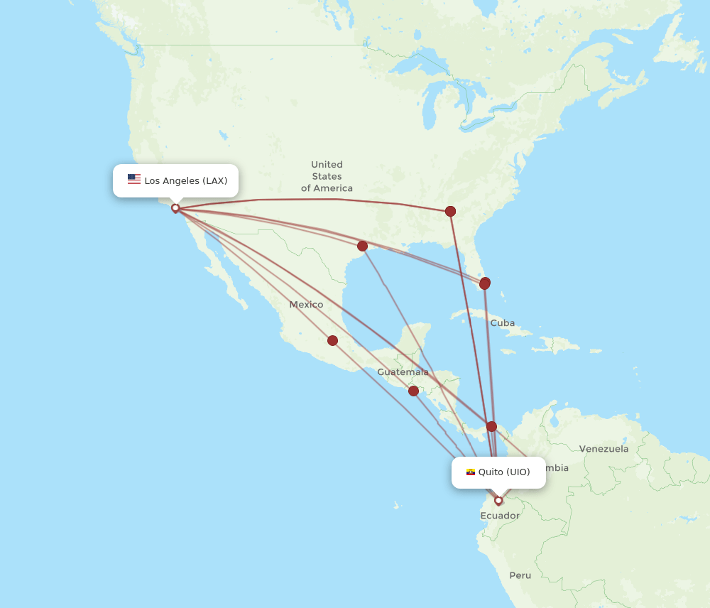 LAX-UIO flight routes