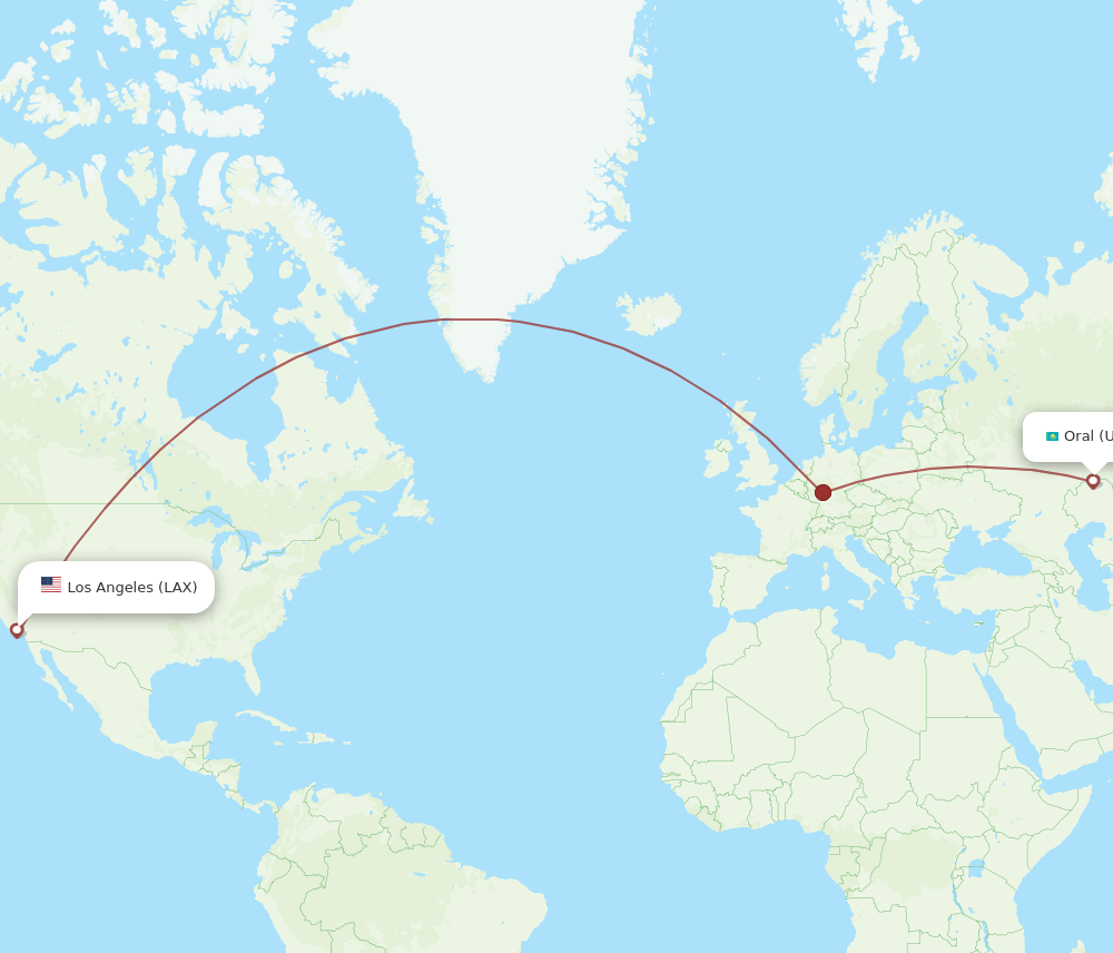 LAX-URA flight routes