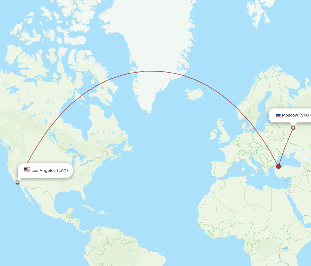 LAX-VKO flight routes