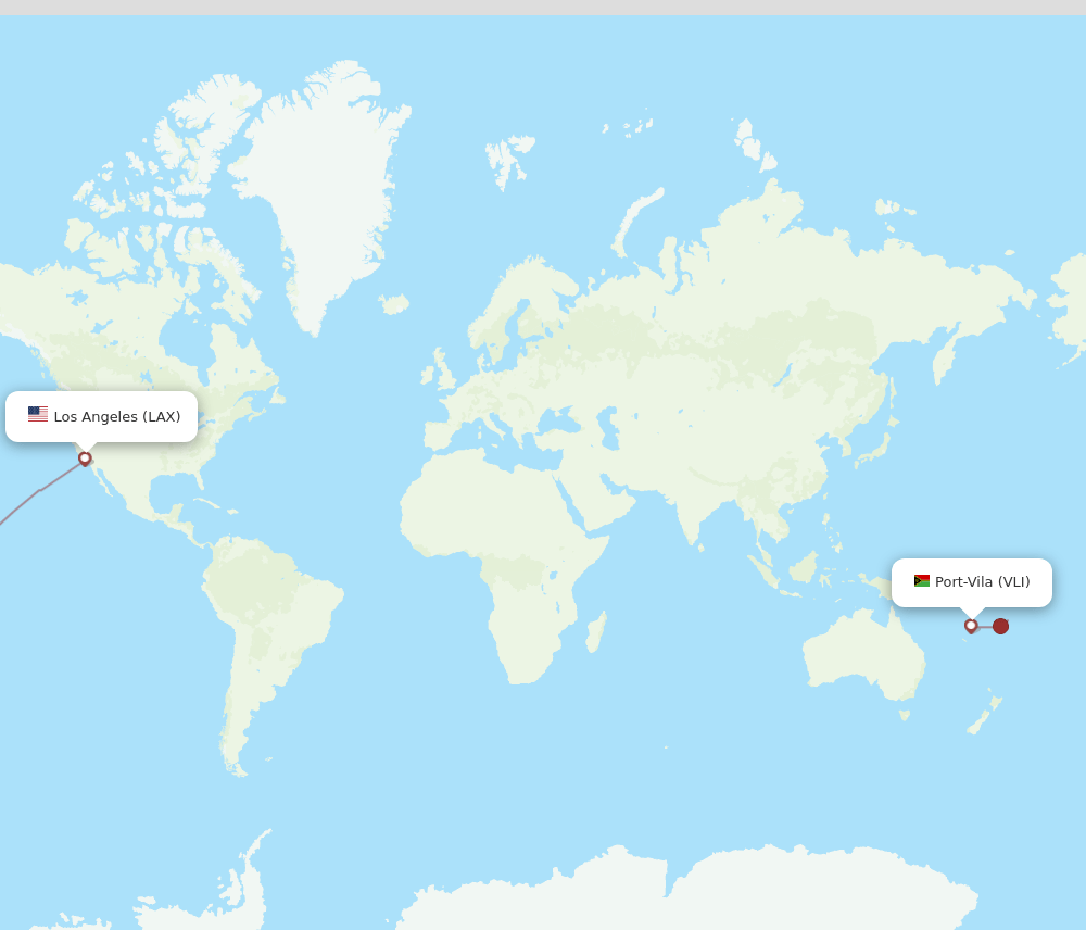 Los Angeles - Port Vila route map and flight paths