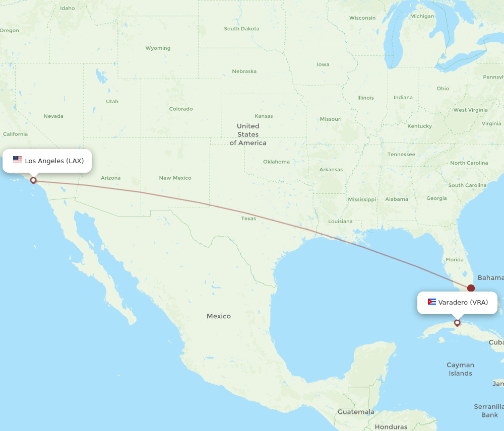 LAX-VRA flight routes
