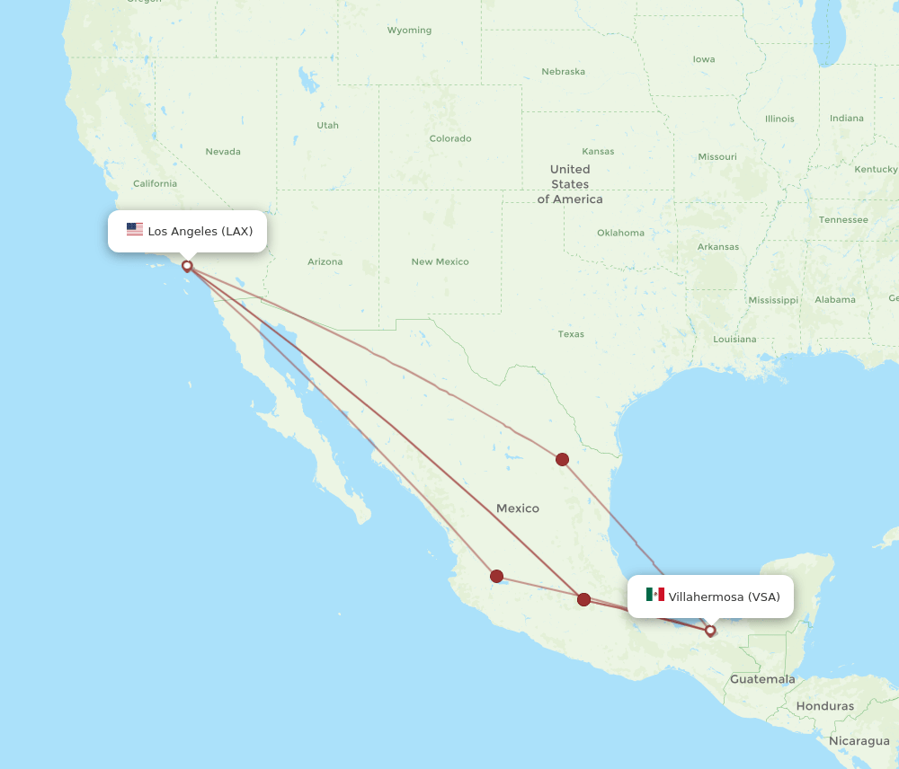 LAX-VSA flight routes