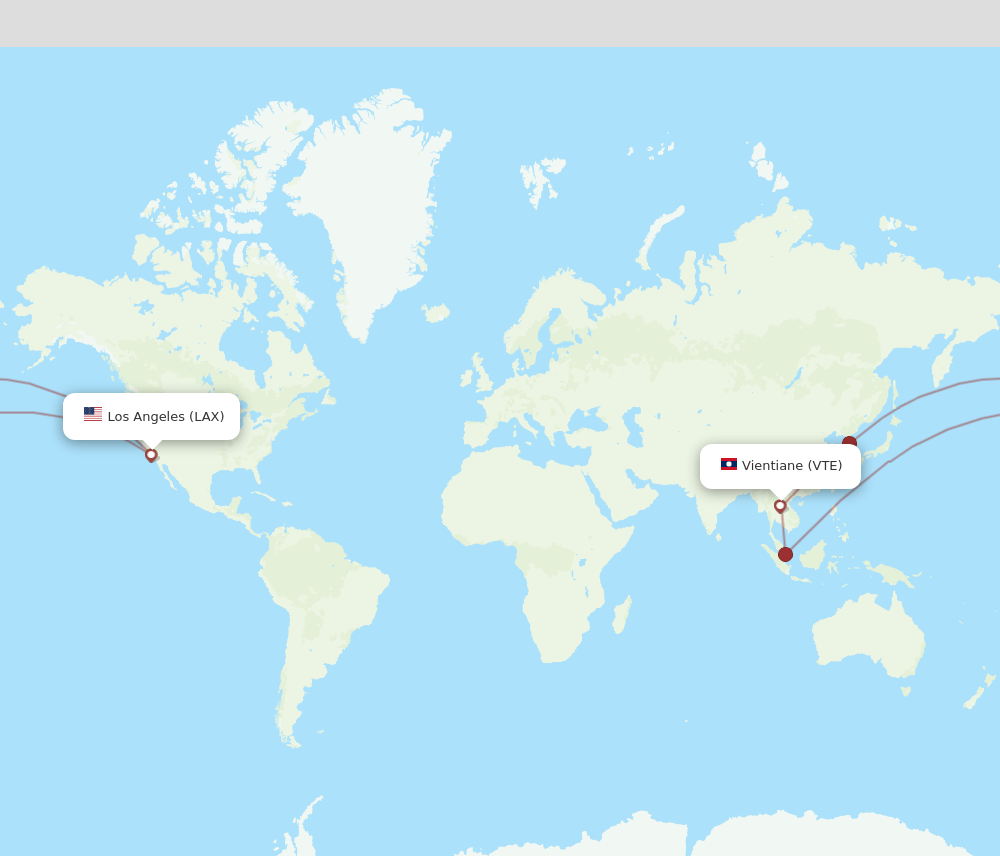 LAX-VTE flight routes