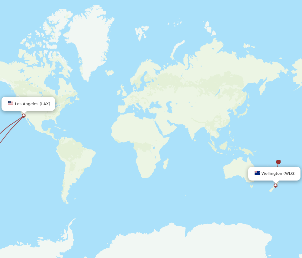 LAX to WLG flights and routes map