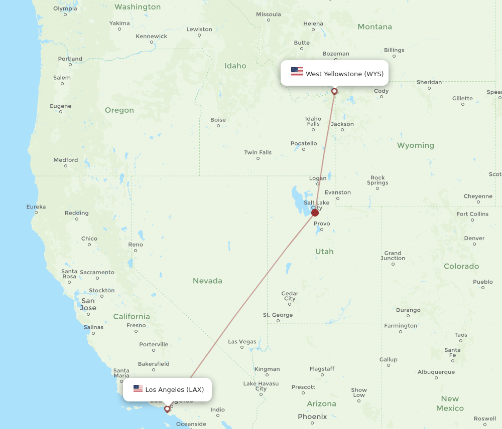 LAX-WYS flight routes