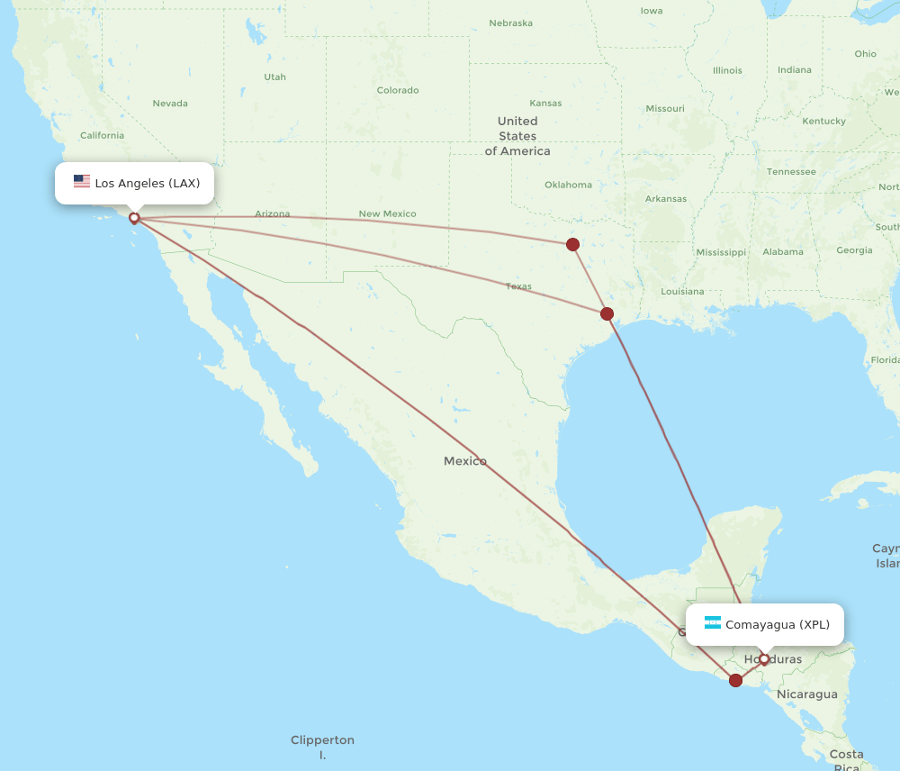 LAX-XPL flight routes