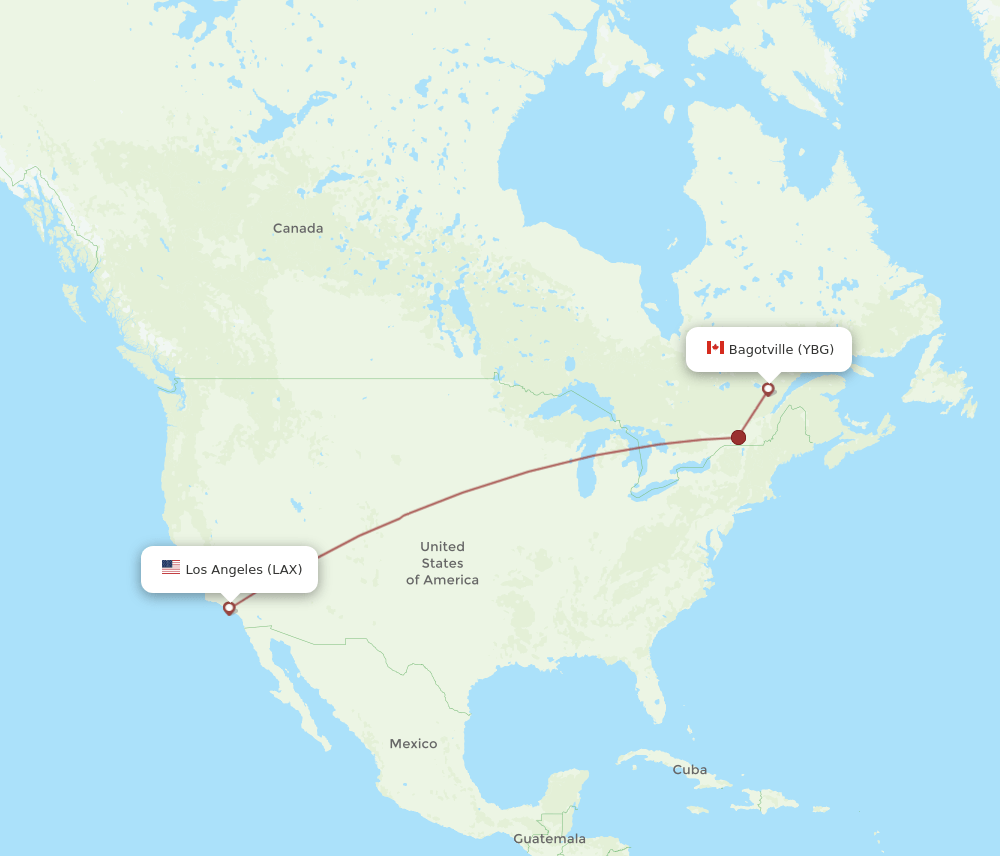 LAX-YBG flight routes