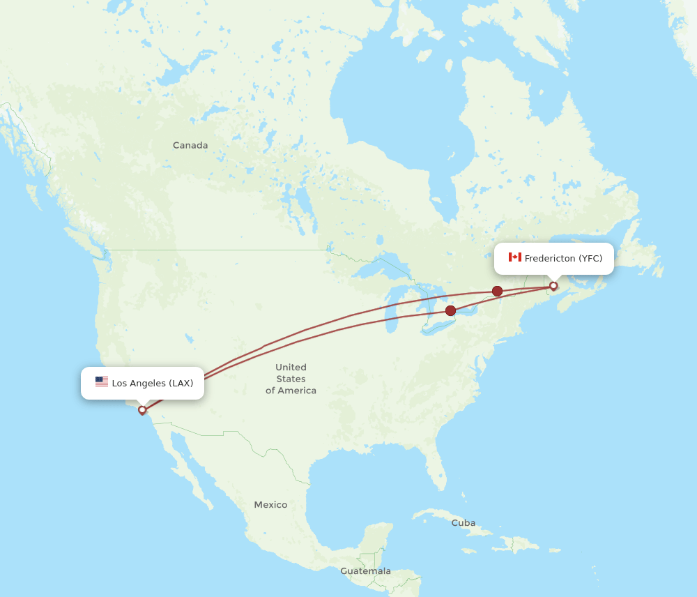 LAX-YFC flight routes