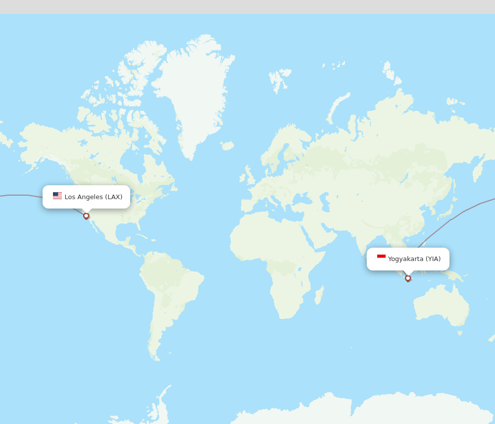 LAX to YIA flights and routes map