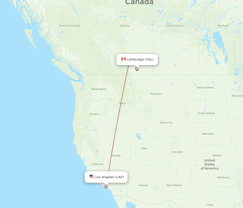 LAX-YQL flight routes