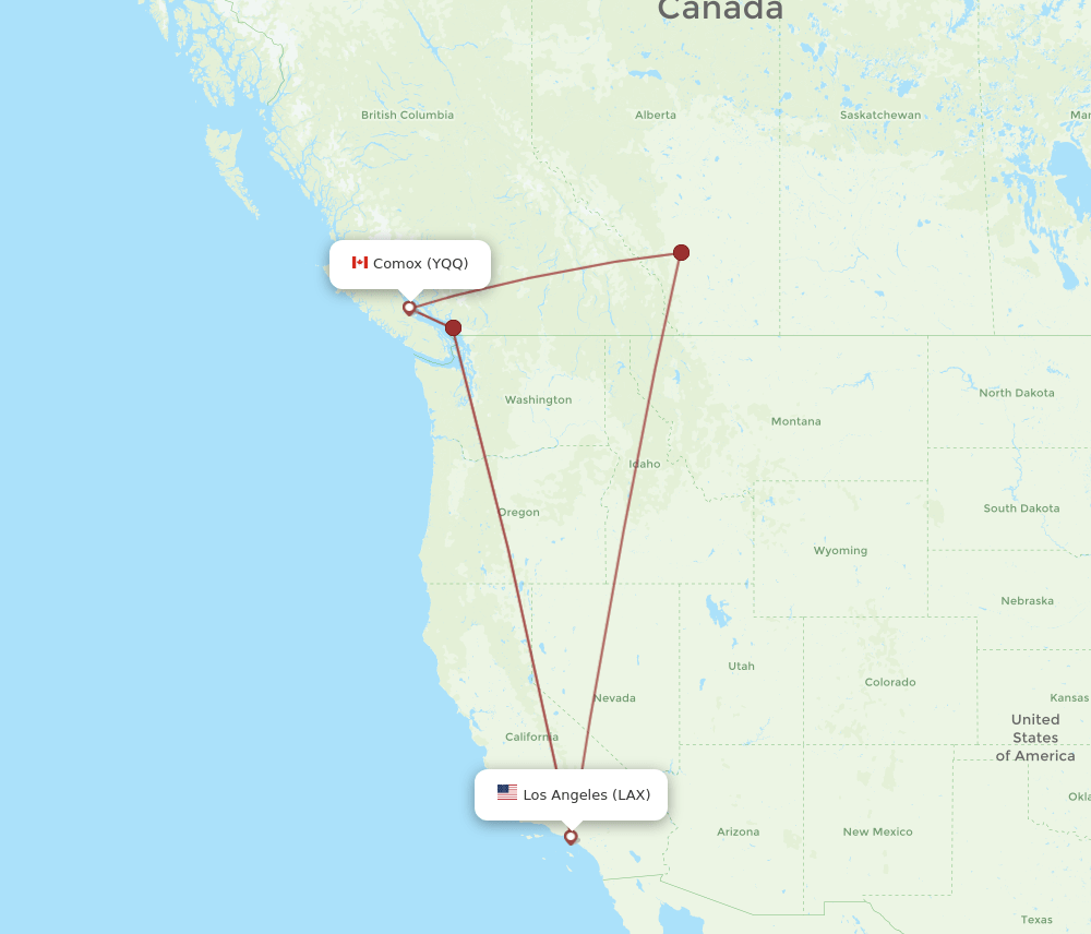 LAX-YQQ flight routes