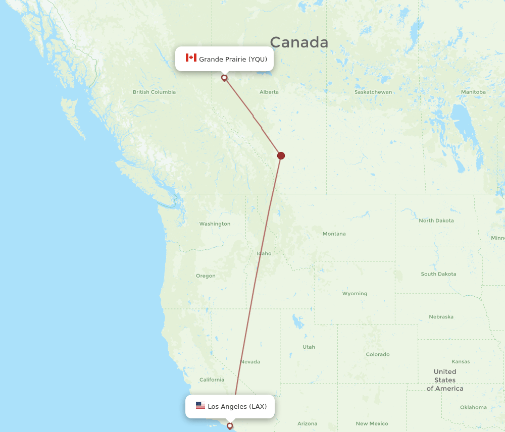 LAX-YQU flight routes