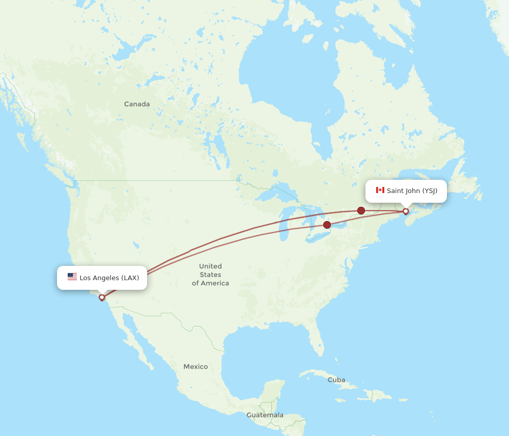 LAX-YSJ flight routes