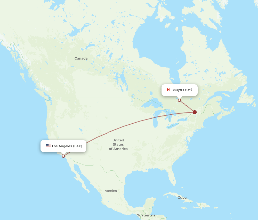 LAX-YUY flight routes