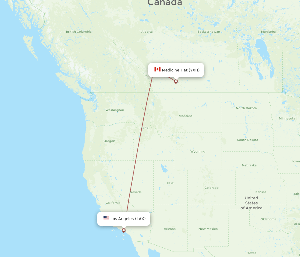 LAX-YXH flight routes