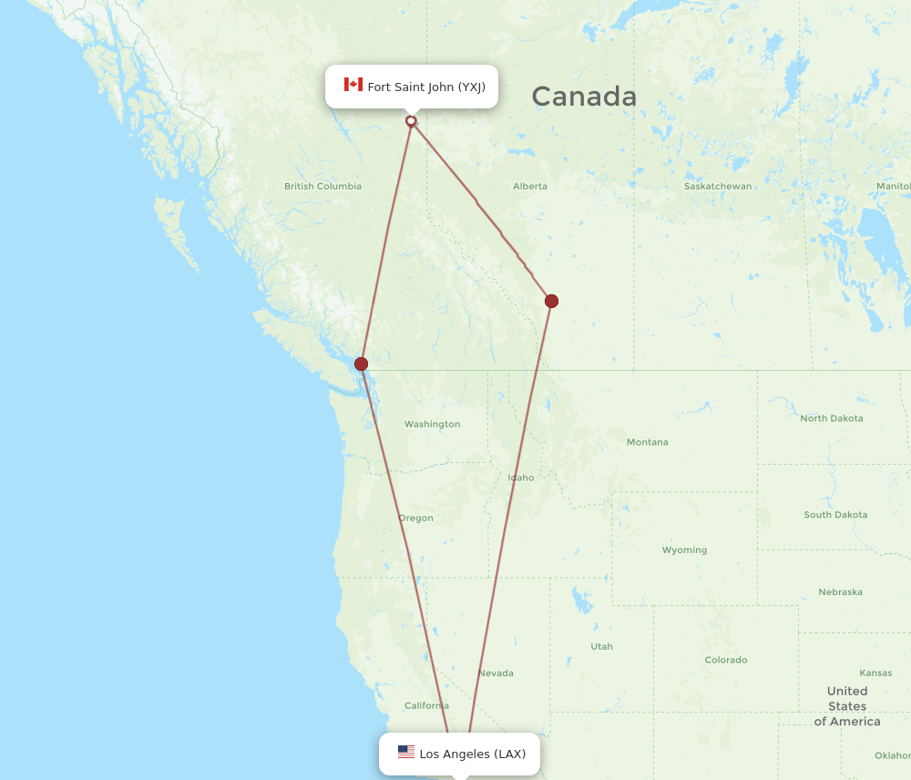 LAX-YXJ flight routes