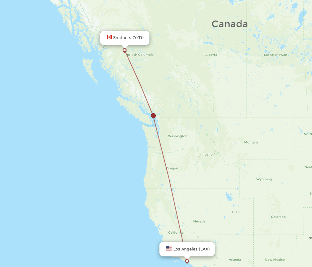 LAX-YYD flight routes
