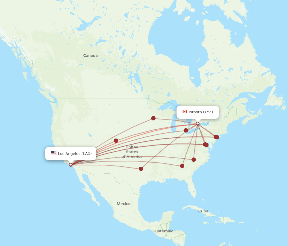 LAX-YYZ flight routes
