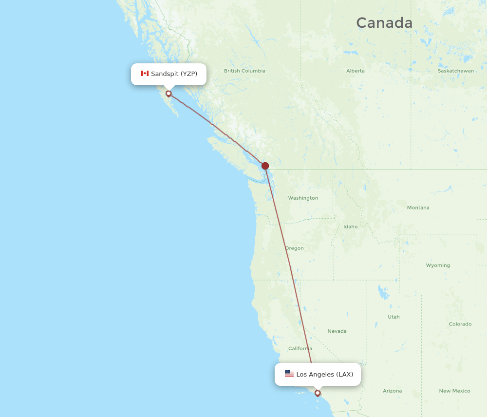 LAX-YZP flight routes