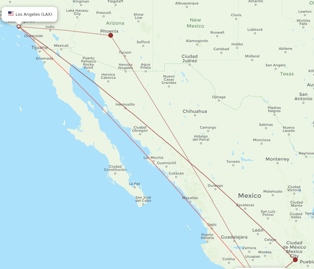 LAX-ZIH flight routes