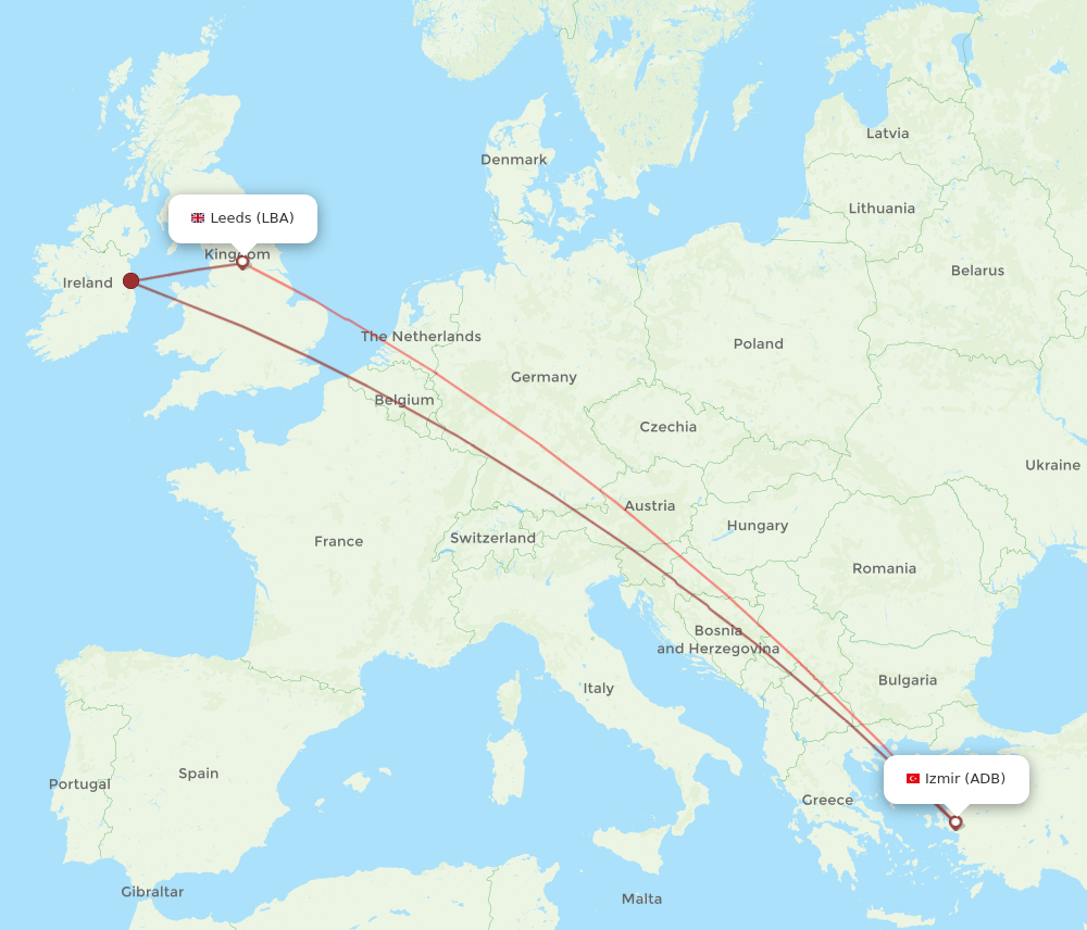 LBA-ADB flight routes