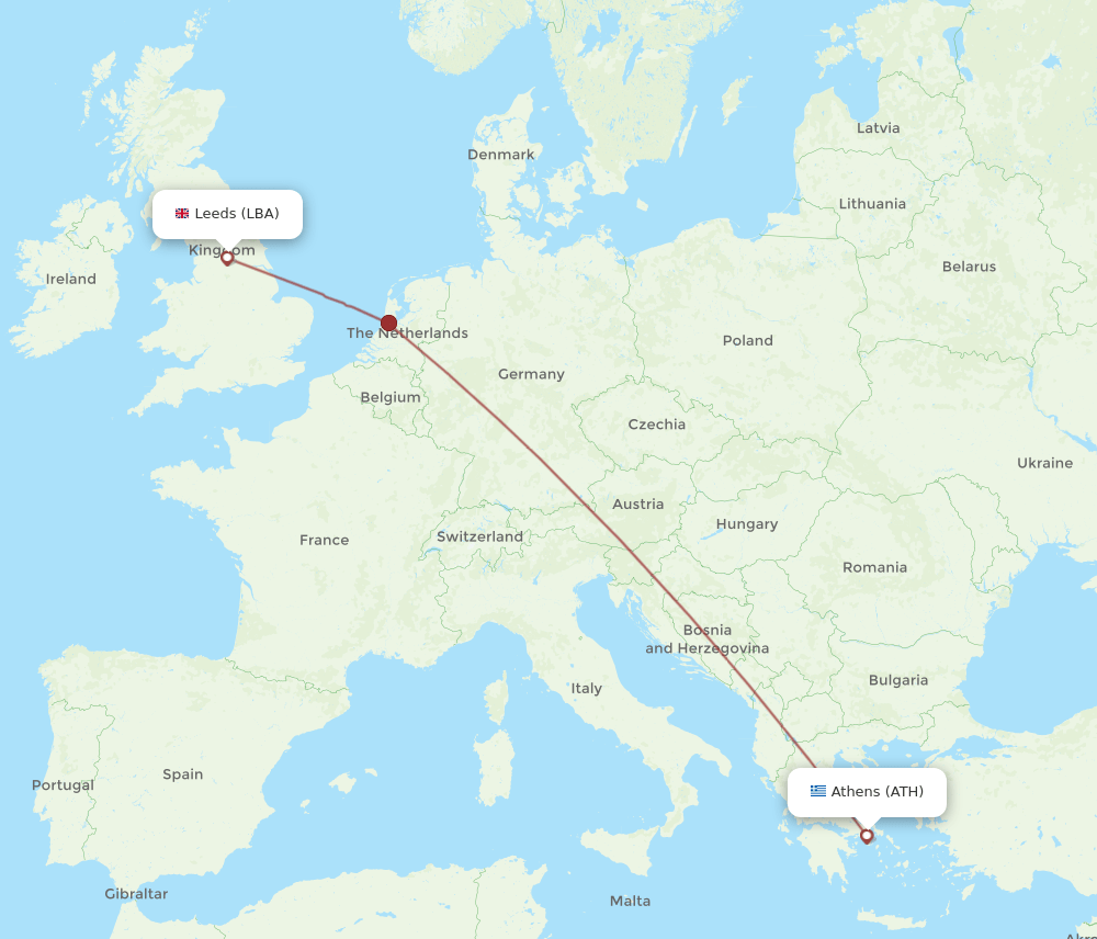 LBA-ATH flight routes