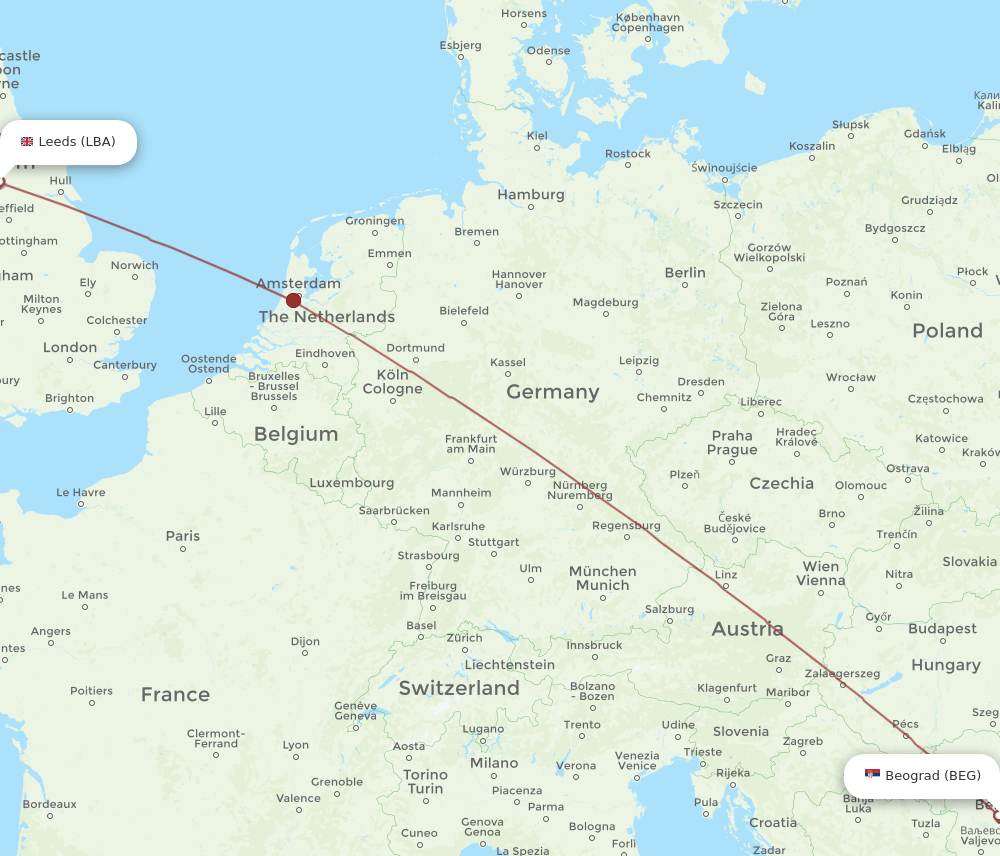 LBA-BEG flight routes