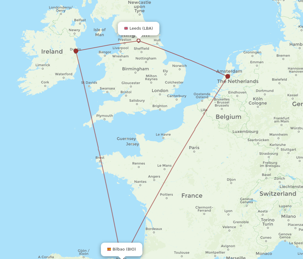 LBA-BIO flight routes