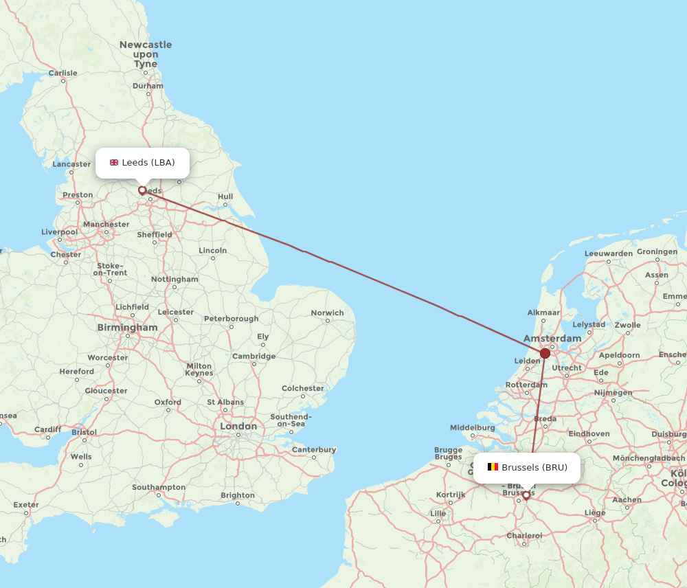 LBA-BRU flight routes