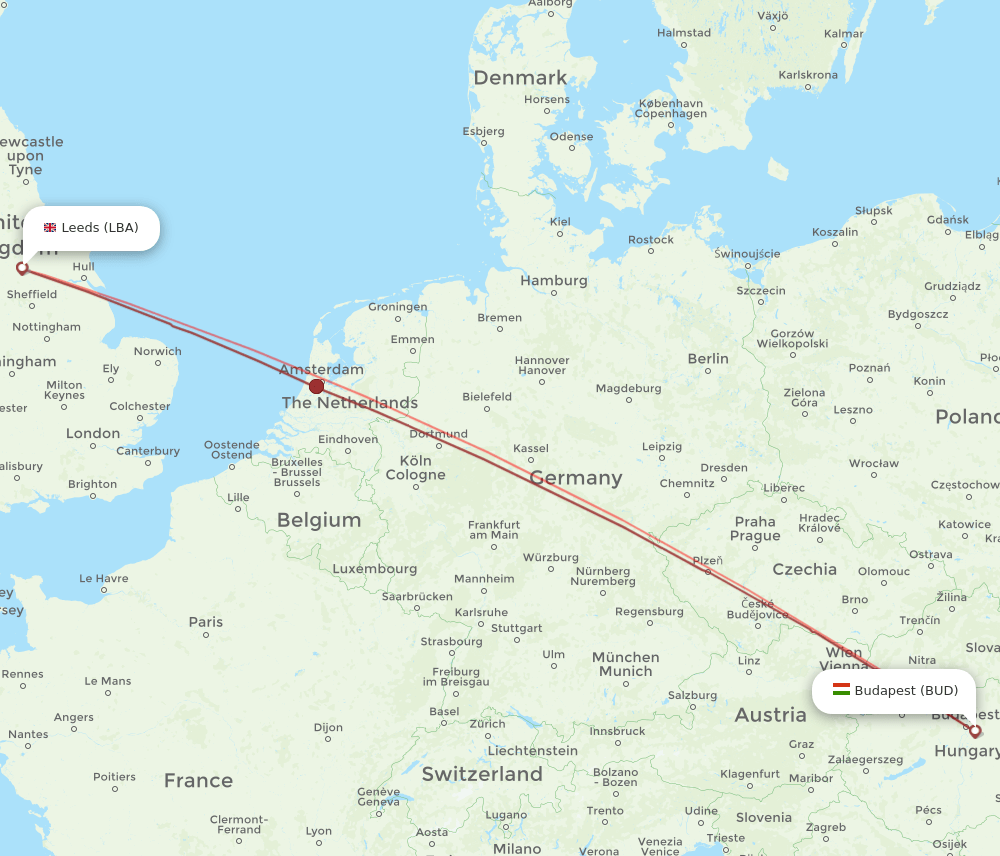LBA-BUD flight routes