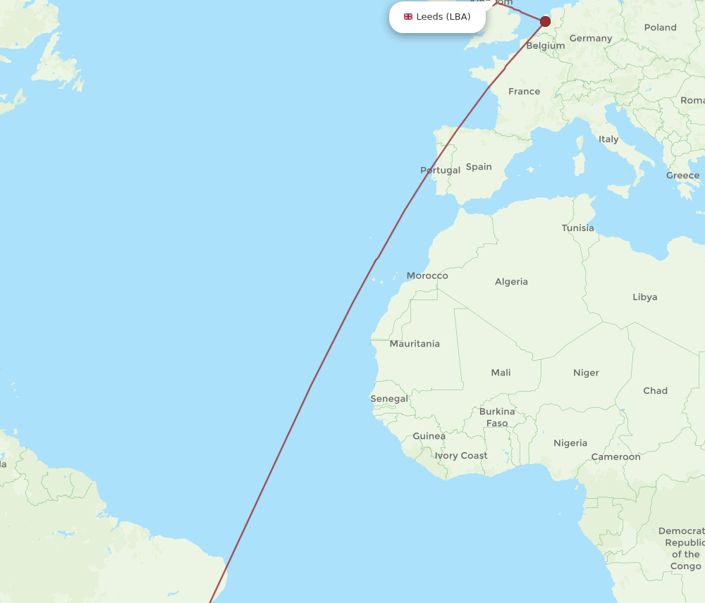 LBA-GIG flight routes