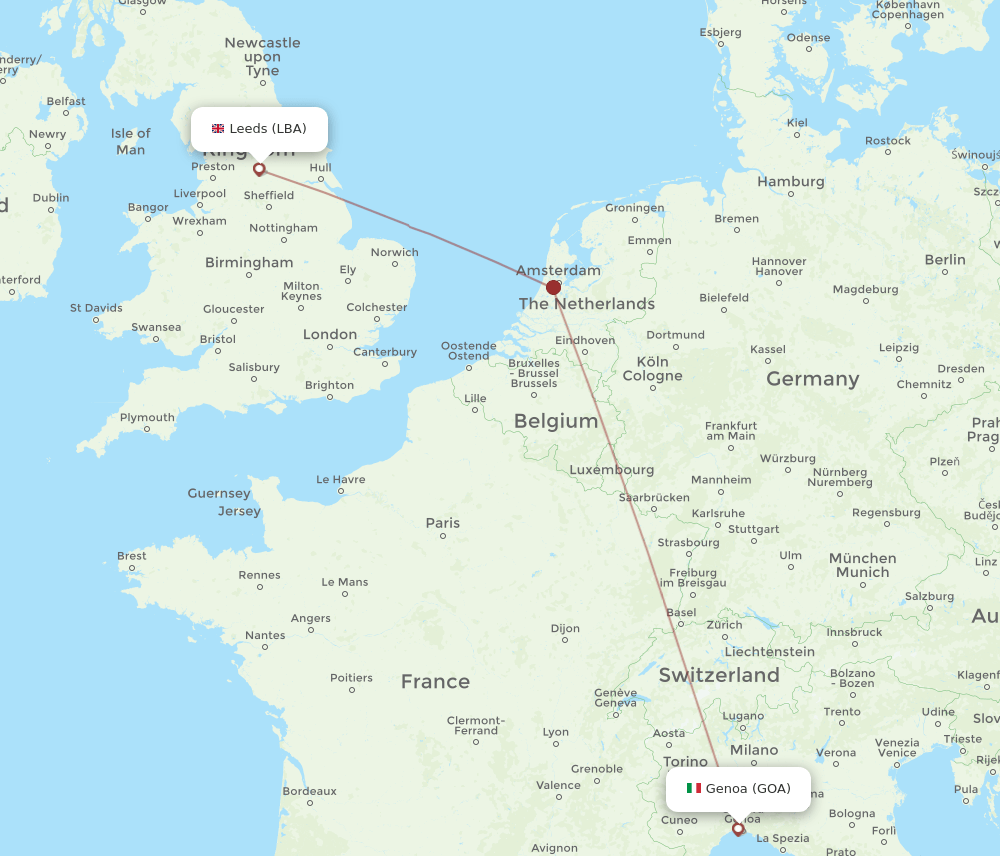 LBA-GOA flight routes
