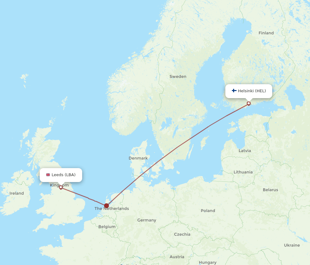 LBA-HEL flight routes