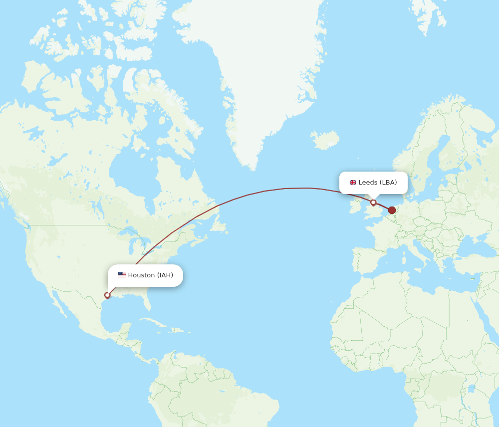 LBA-IAH flight routes