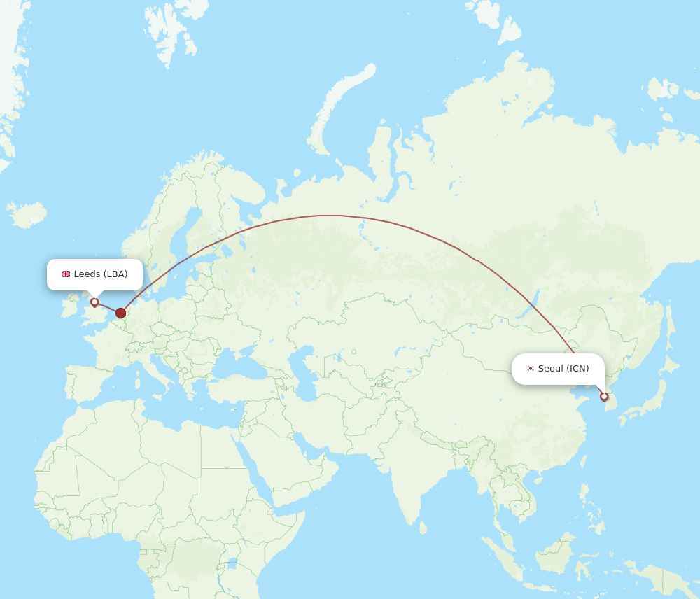 LBA-ICN flight routes