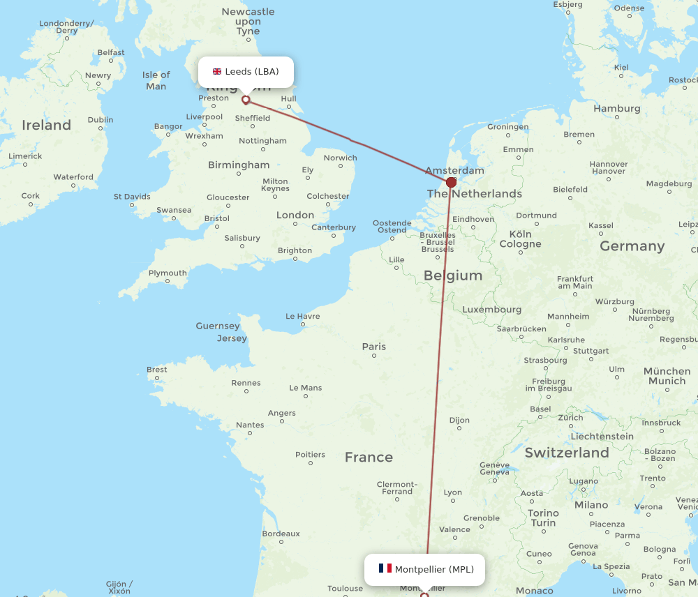 LBA-MPL flight routes