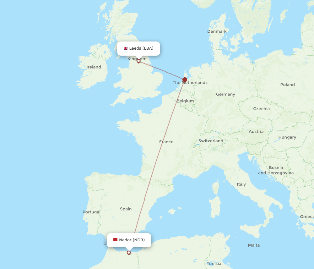 LBA-NDR flight routes