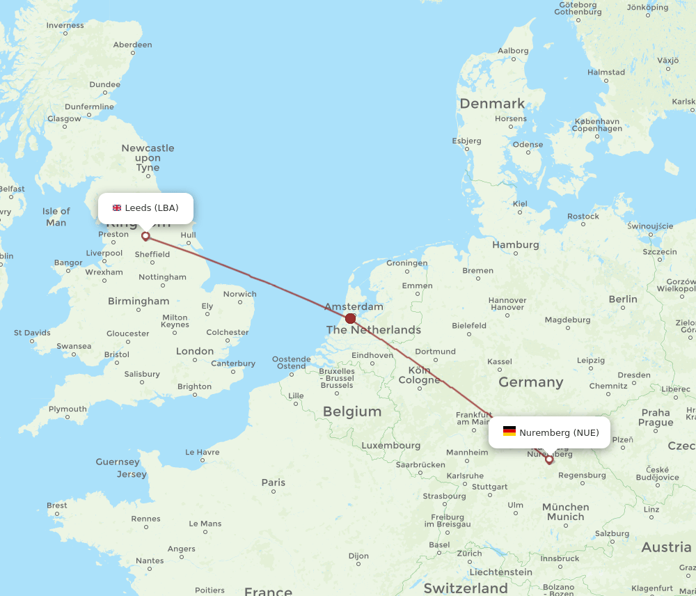 LBA-NUE flight routes