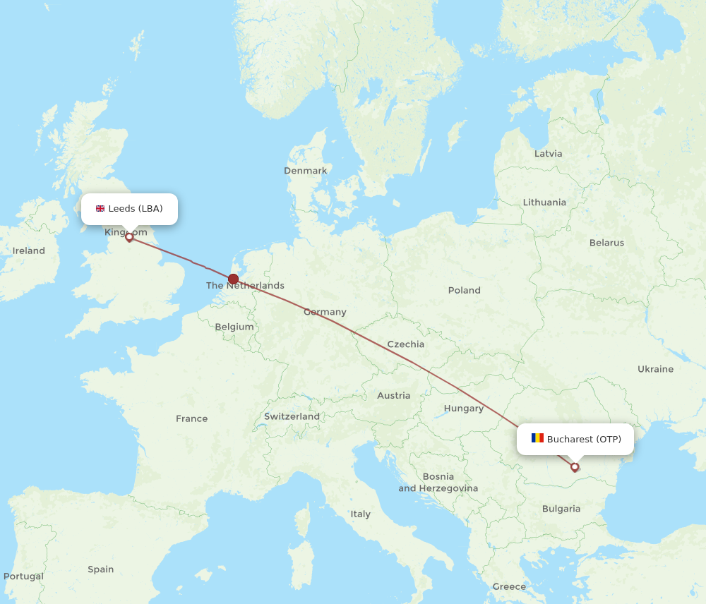 LBA to OTP flights and routes map