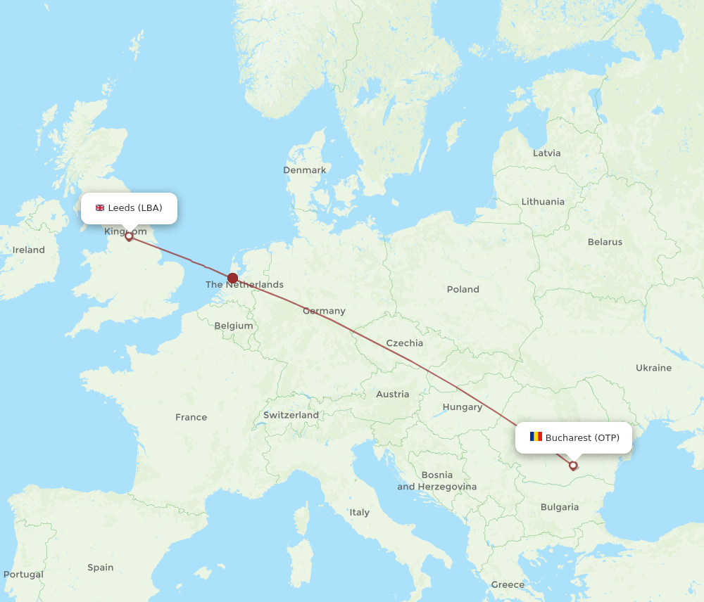 LBA to OTP flights and routes map