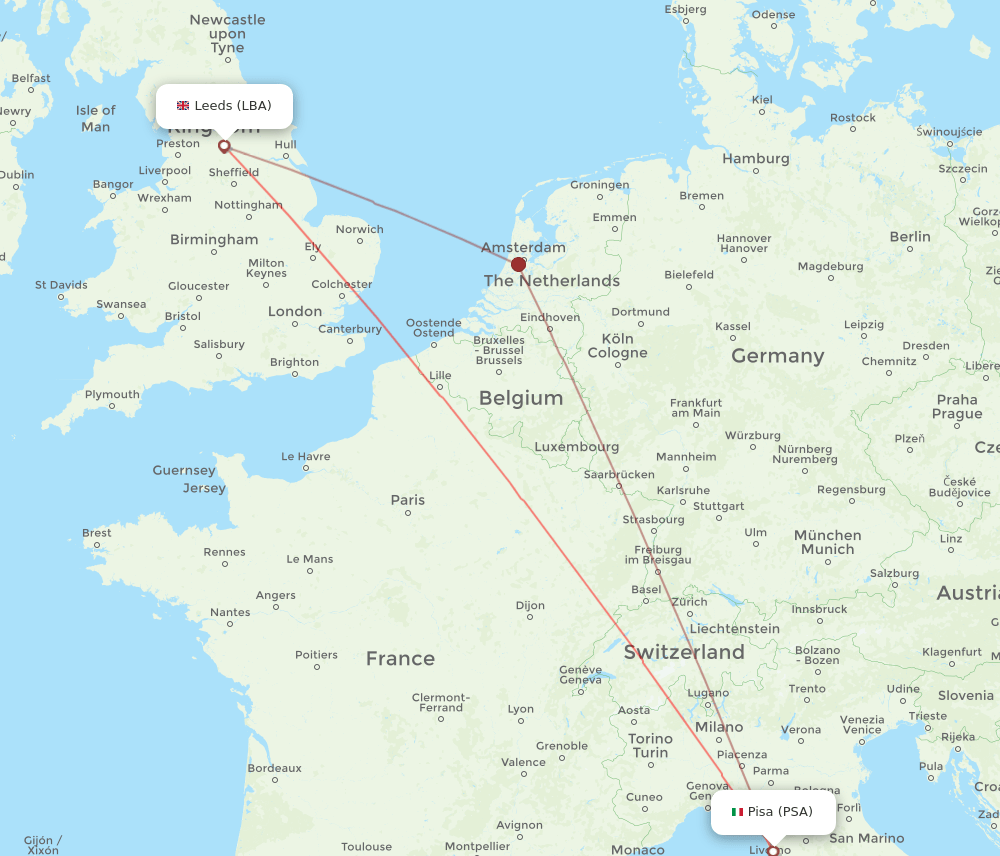LBA-PSA flight routes