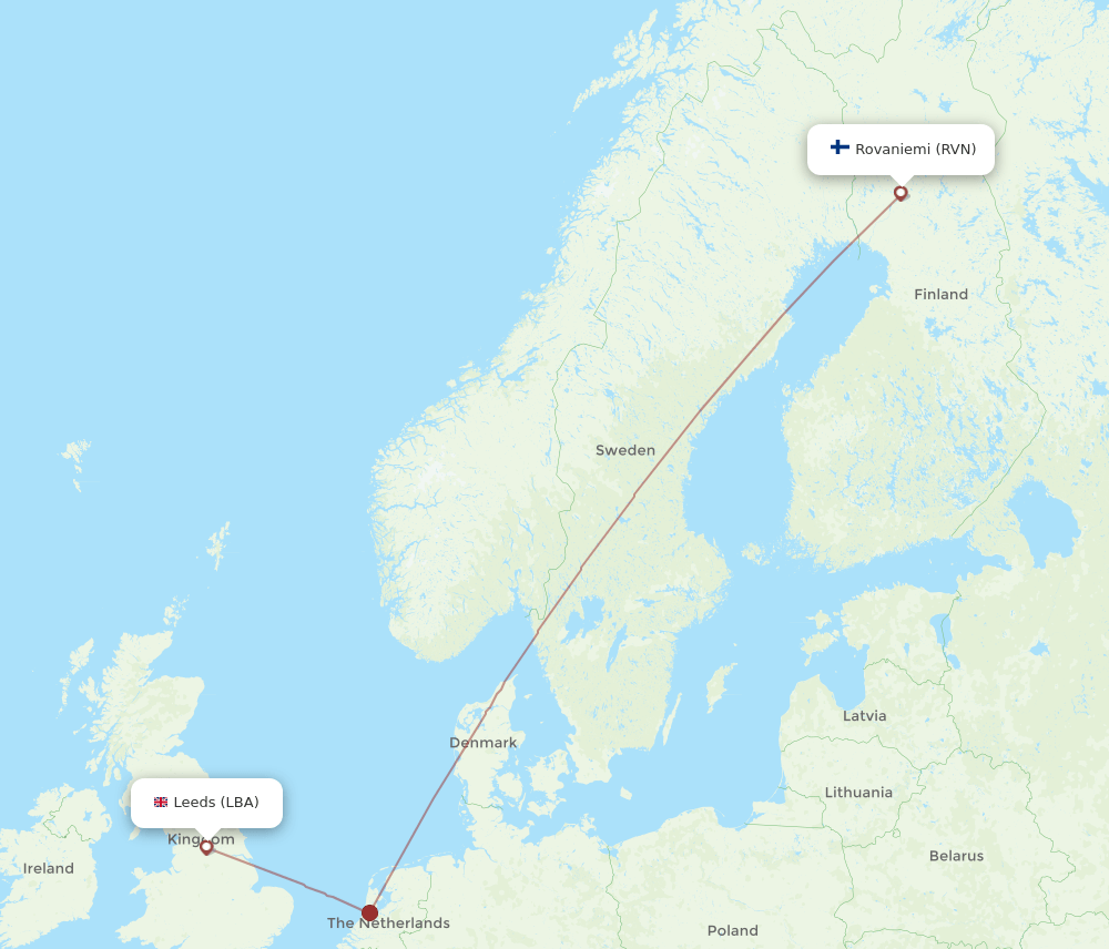 LBA-RVN flight routes