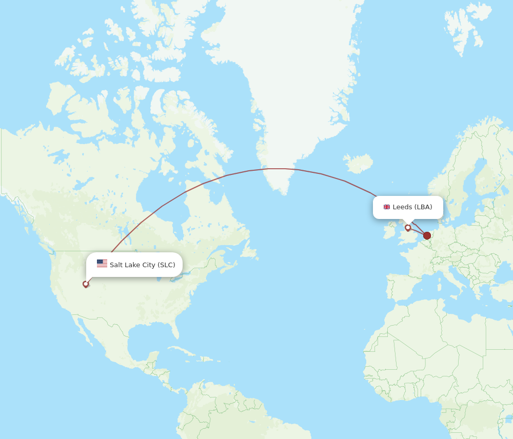 LBA to SLC flights and routes map