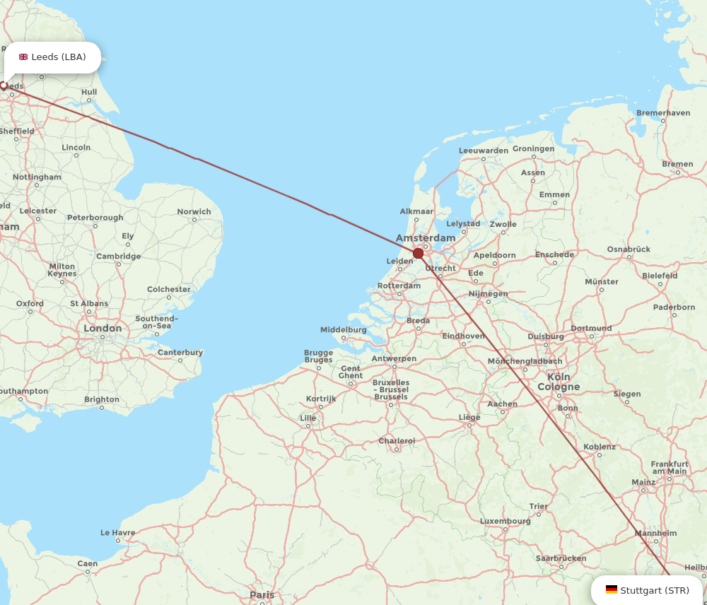 LBA to STR flights and routes map