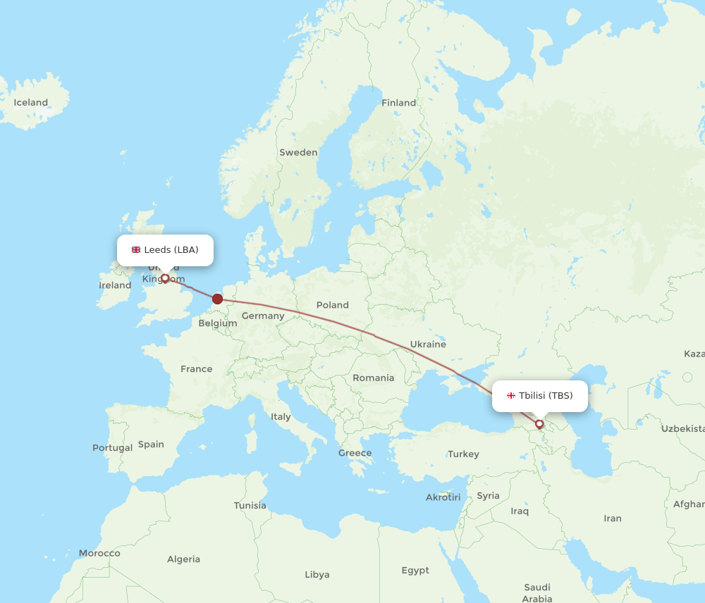 LBA-TBS flight routes