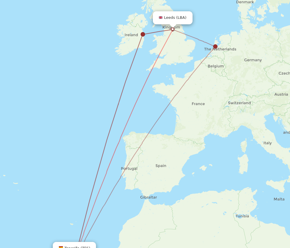 LBA-TFS flight routes