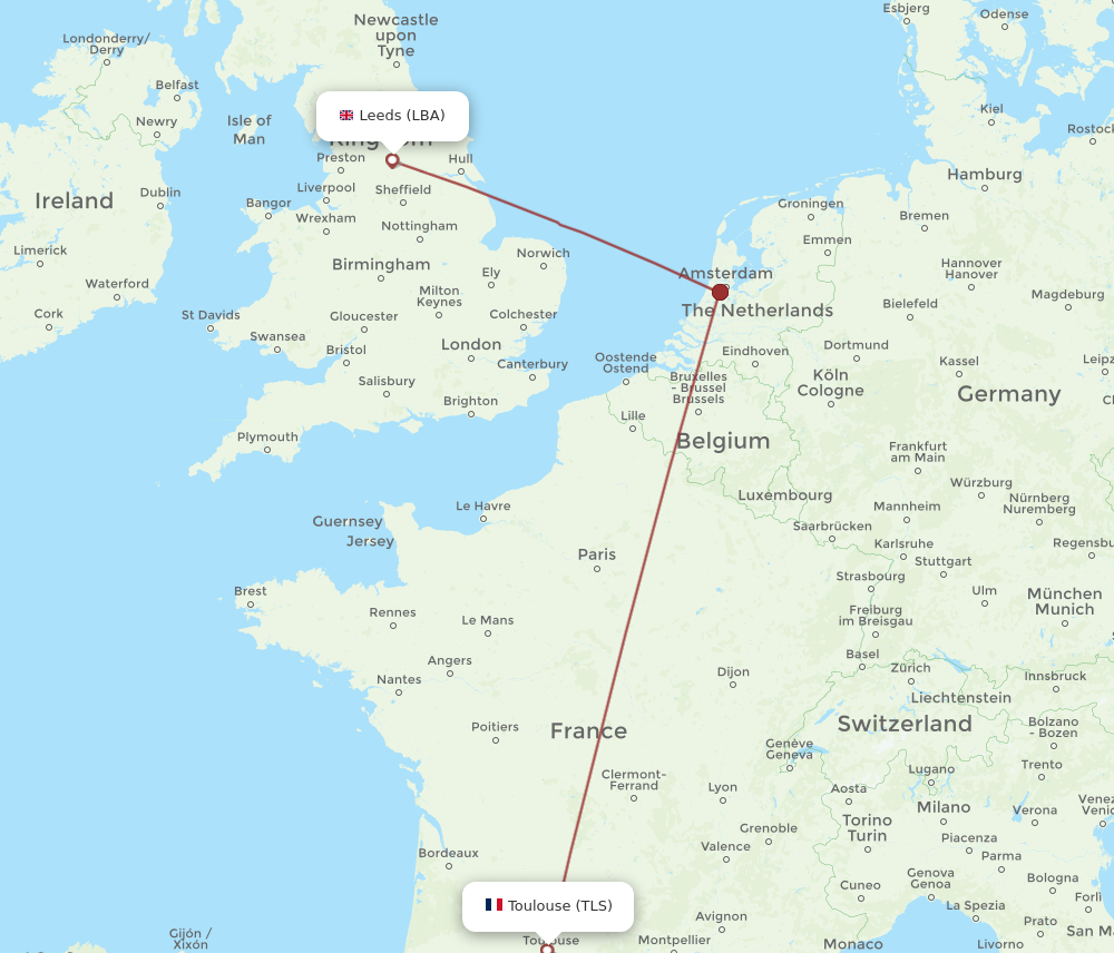 LBA to TLS flights and routes map