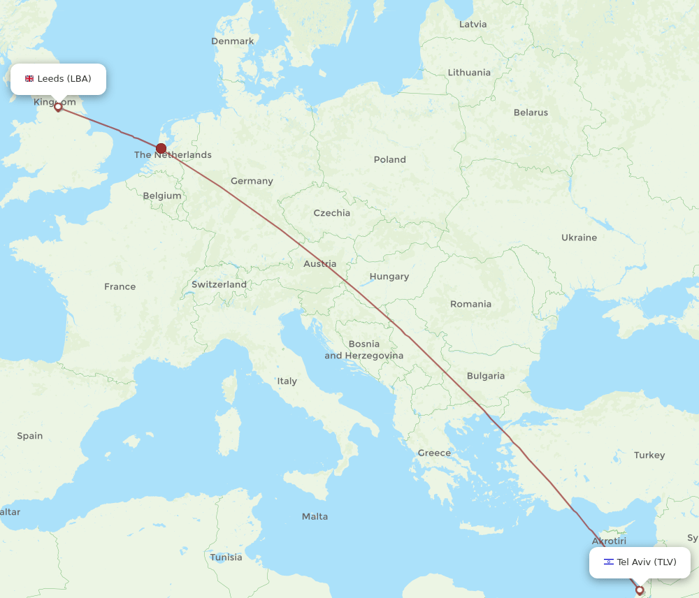 LBA-TLV flight routes